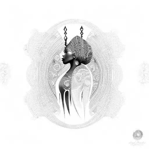beautiful African queen tattoo design idea