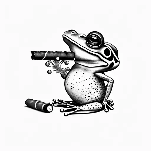 frog smoking cigar tattoo design idea