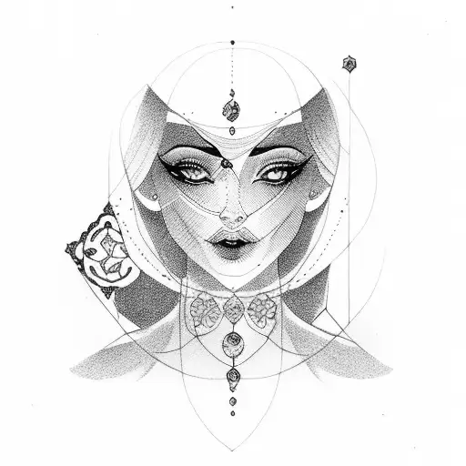 sexy fortune teller woman tattoo design idea