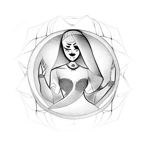 fortune teller with crystal ball tattoo design idea