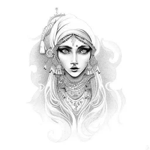 beautiful gypsy woman tattoo design idea