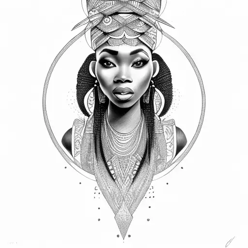 beautiful African queen tattoo design idea