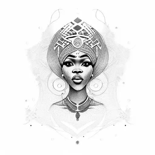 beautiful African queen tattoo design idea