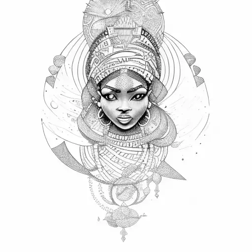 beautiful African queen tattoo design idea