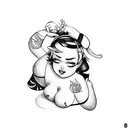 chubby pin-up girl tattoo design idea