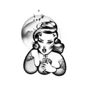 chubby pin-up girl tattoo design idea