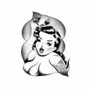 chubby pin-up girl tattoo design idea