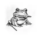 frog smoking cigar tattoo design idea