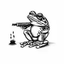 frog smoking cigar tattoo design idea