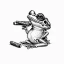 frog smoking cigar tattoo design idea