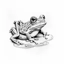 frog smoking pipe tattoo design idea