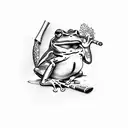 frog smoking pipe tattoo design idea
