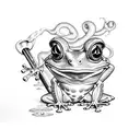 frog smoking pipe tattoo design idea
