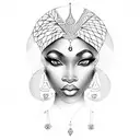 beautiful African queen tattoo design idea