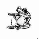 frog smoking cigar tattoo design idea