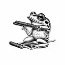 frog smoking cigar tattoo design idea