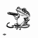 frog smoking cigar tattoo design idea