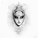 beautiful, elegant venetian mask tattoo design idea