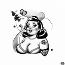 chubby pin-up girl tattoo design idea