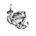 frog smoking pipe tattoo design idea