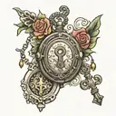 locket and key tattoo design idea