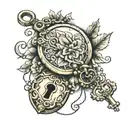 locket and key tattoo design idea
