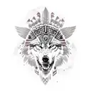 stone sleeve with Aztec warrior and wolf headdress  tattoo design idea