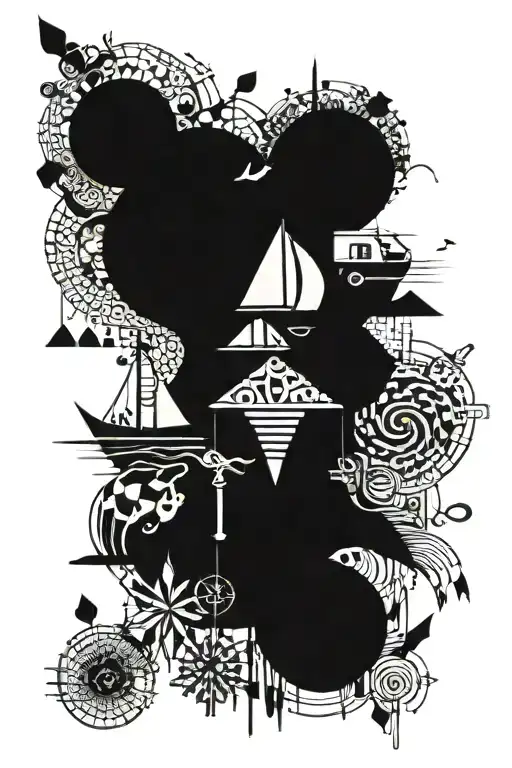 A collage of bizarre and unusual items arranged in a visually striking pattern, reflecting your fondness for strange things tattoo design idea