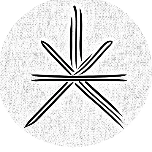 Wooden cross with leaves in the middle that transforms into a sword blade beneath the leaves tattoo design idea