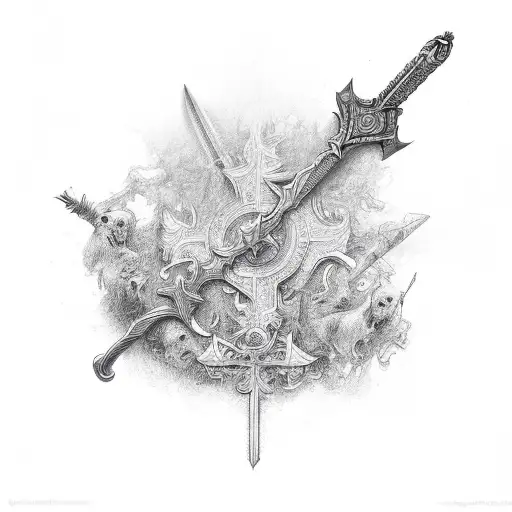 cross to sword tattoo design idea