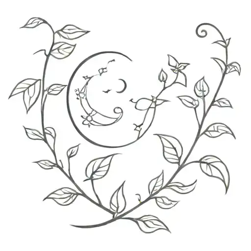 moon, ivy vines, 224 incorporated into the design tattoo design idea