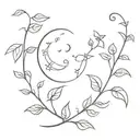 moon, ivy vines, 224 incorporated into the design tattoo design idea