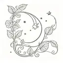 moon, ivy vines, 224 incorporated into the design tattoo design idea