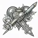 cherub dagger through heart tattoo design idea