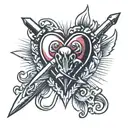 cherub dagger through heart tattoo design idea