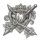 cherub dagger through heart tattoo design idea