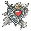 cherub dagger through heart tattoo design idea