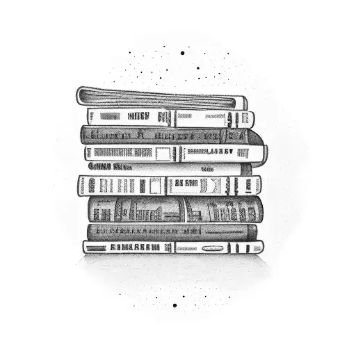 A bookshelf with film strips as book spines tattoo design idea