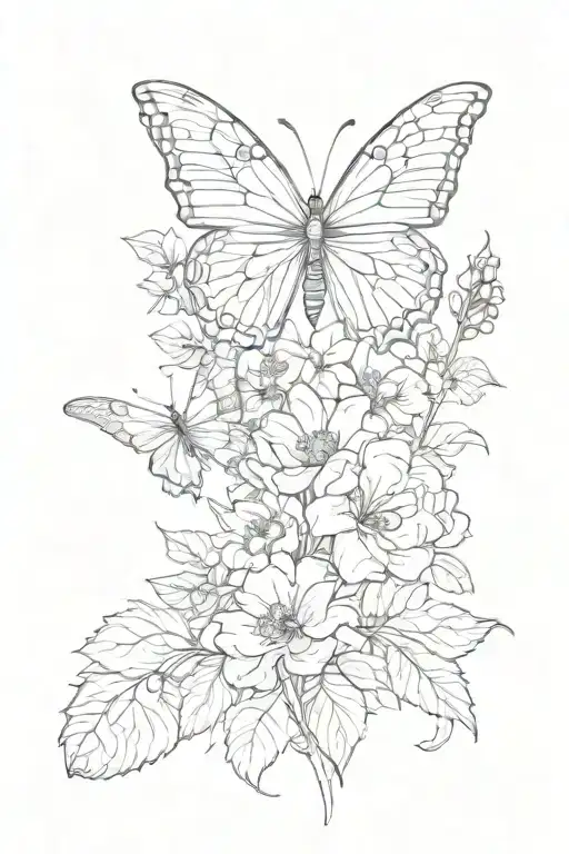 flowers, butterfy, child, god, pretty, plant  tattoo design idea