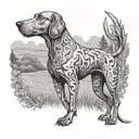 monochrome hound for 50 bday of modern scotish hunter clan and it includes latin cursum perficio with plug of emily 2009 tattoo design idea