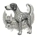 monochrome hound for 50 bday of modern scotish hunter clan and it includes latin cursum perficio with plug of emily 2009 tattoo design idea