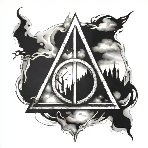 deathly hallows from harry potter tattoo design idea