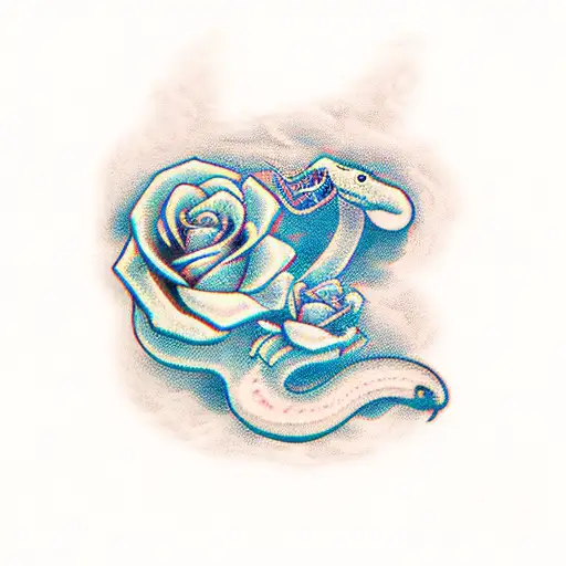 Snake and rose tattoo design idea