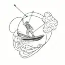 Wakeboard boat floating  tattoo design idea