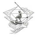 Wakeboard boat floating  tattoo design idea