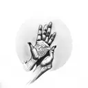 A large hand reaching out to a smaller hand  tattoo design idea