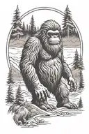 Sasquatch giving a peace sign   tattoo design idea