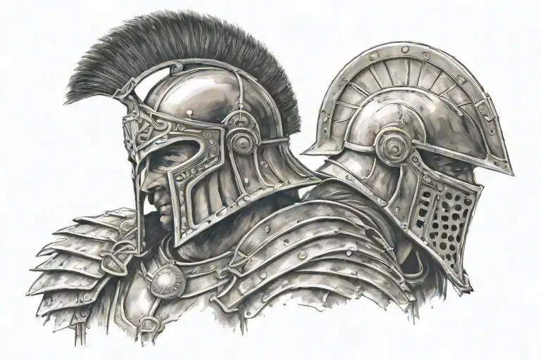 gladiator with helmet tattoo design idea