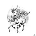 unicorn with a joystick  tattoo design idea