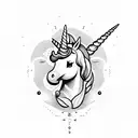 unicorn with a joystick  tattoo design idea